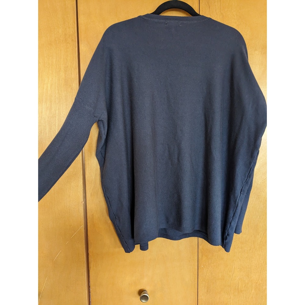 Tea N Rose Navy Blue Oversized Crewneck Sweater Exposed Seam Lightweight Large - Picture 4 of 8